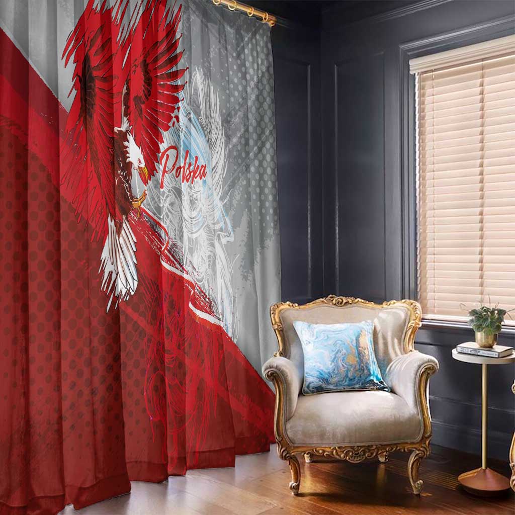 Poland Eagle and Winged Hussar Window Curtain Grunge Sporty Style