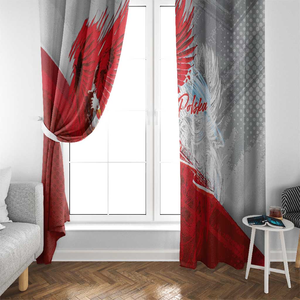 Poland Eagle and Winged Hussar Window Curtain Grunge Sporty Style