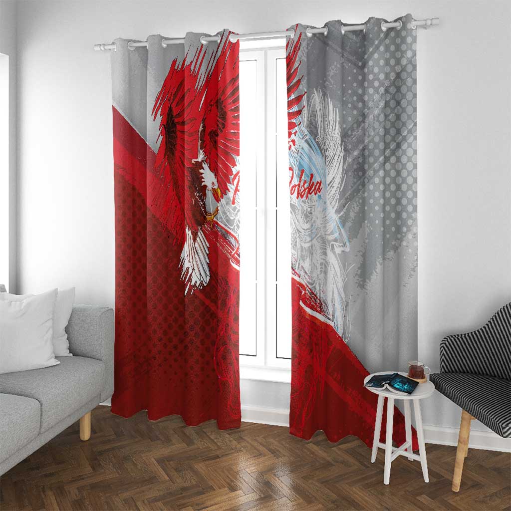 Poland Eagle and Winged Hussar Window Curtain Grunge Sporty Style