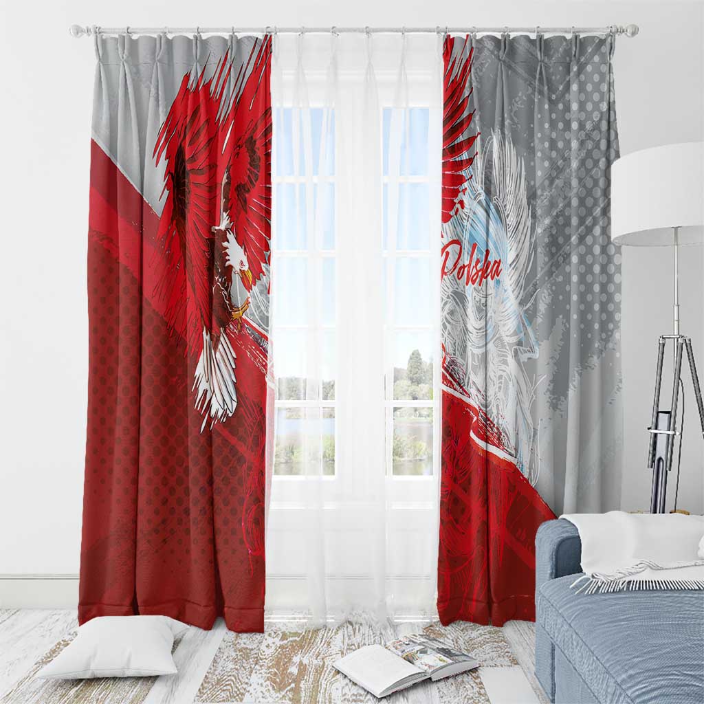 Poland Eagle and Winged Hussar Window Curtain Grunge Sporty Style