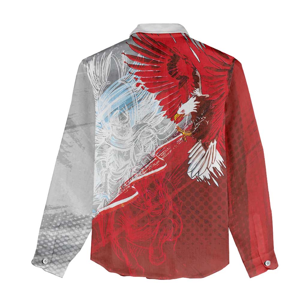 Poland Eagle and Winged Hussar Women Casual Shirt Grunge Sporty Style