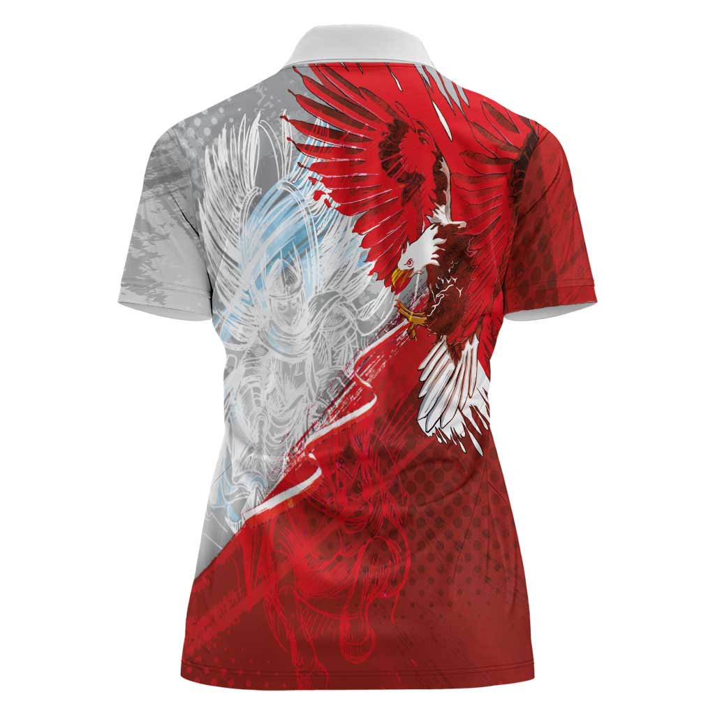 Poland Eagle and Winged Hussar Women Polo Shirt Grunge Sporty Style