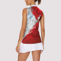 Poland Eagle and Winged Hussar Women Sleeveless Polo Shirt Grunge Sporty Style