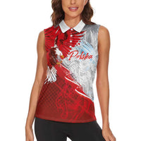 Poland Eagle and Winged Hussar Women Sleeveless Polo Shirt Grunge Sporty Style