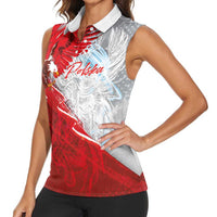Poland Eagle and Winged Hussar Women Sleeveless Polo Shirt Grunge Sporty Style