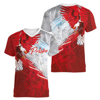 Poland Eagle and Winged Hussar Women V-Neck T-Shirt Grunge Sporty Style