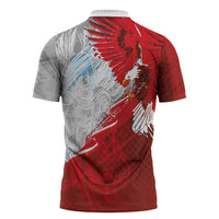 Poland Eagle and Winged Hussar Zipper Polo Shirt Grunge Sporty Style
