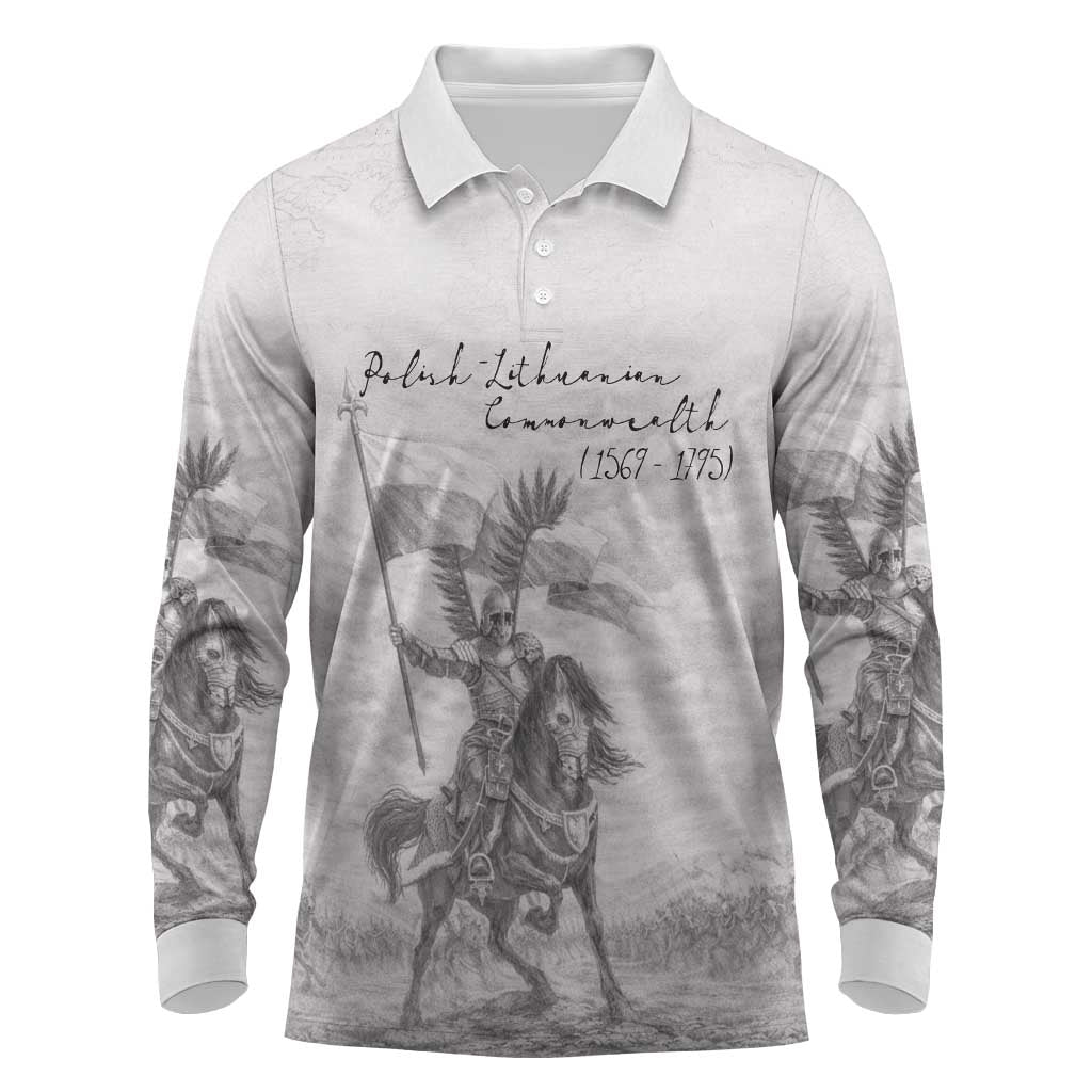 Polish-Lithuanian Commonwealth Long Sleeve Polo Shirt Winged Hussars-Vintage Style
