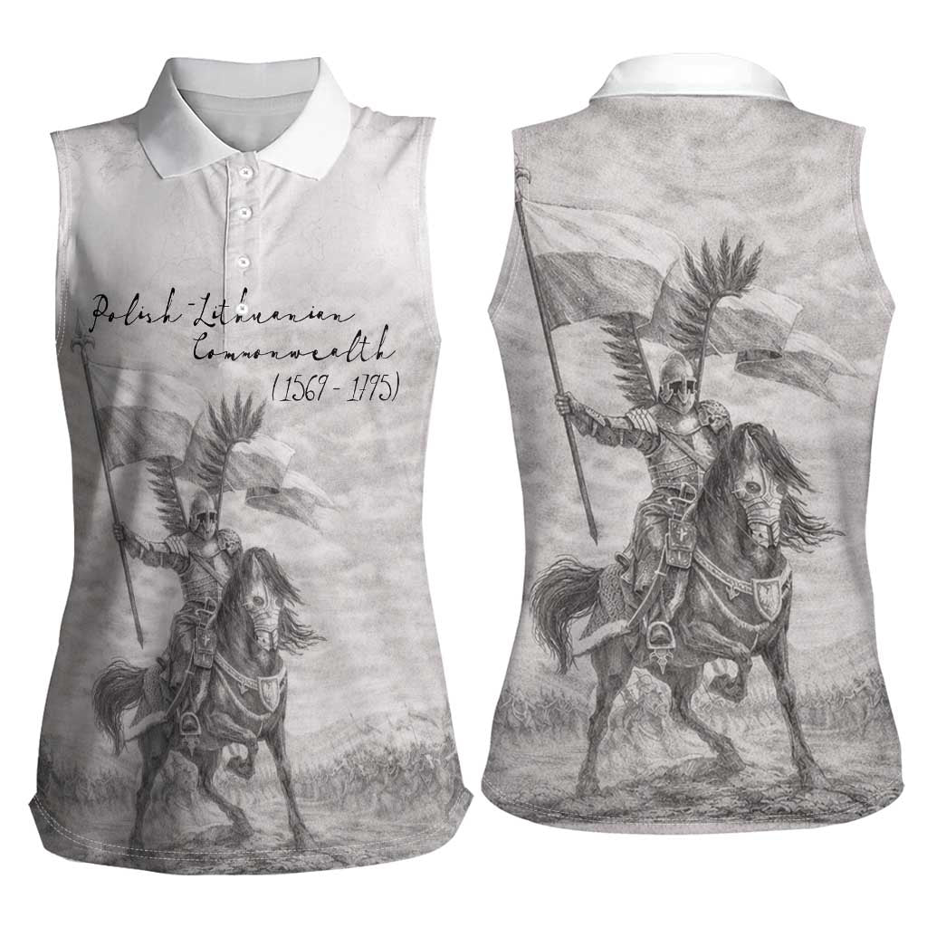 Polish-Lithuanian Commonwealth Women Sleeveless Polo Shirt Winged Hussars-Vintage Style
