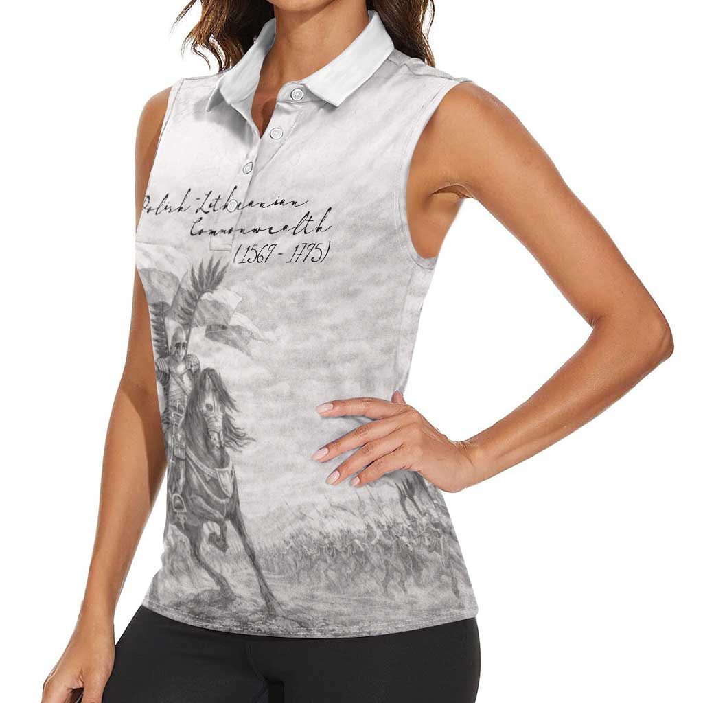 Polish-Lithuanian Commonwealth Women Sleeveless Polo Shirt Winged Hussars-Vintage Style
