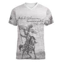 Polish-Lithuanian Commonwealth Women V-Neck T-Shirt Winged Hussars-Vintage Style