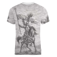 Polish-Lithuanian Commonwealth Women V-Neck T-Shirt Winged Hussars-Vintage Style