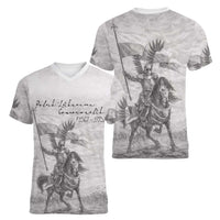 Polish-Lithuanian Commonwealth Women V-Neck T-Shirt Winged Hussars-Vintage Style