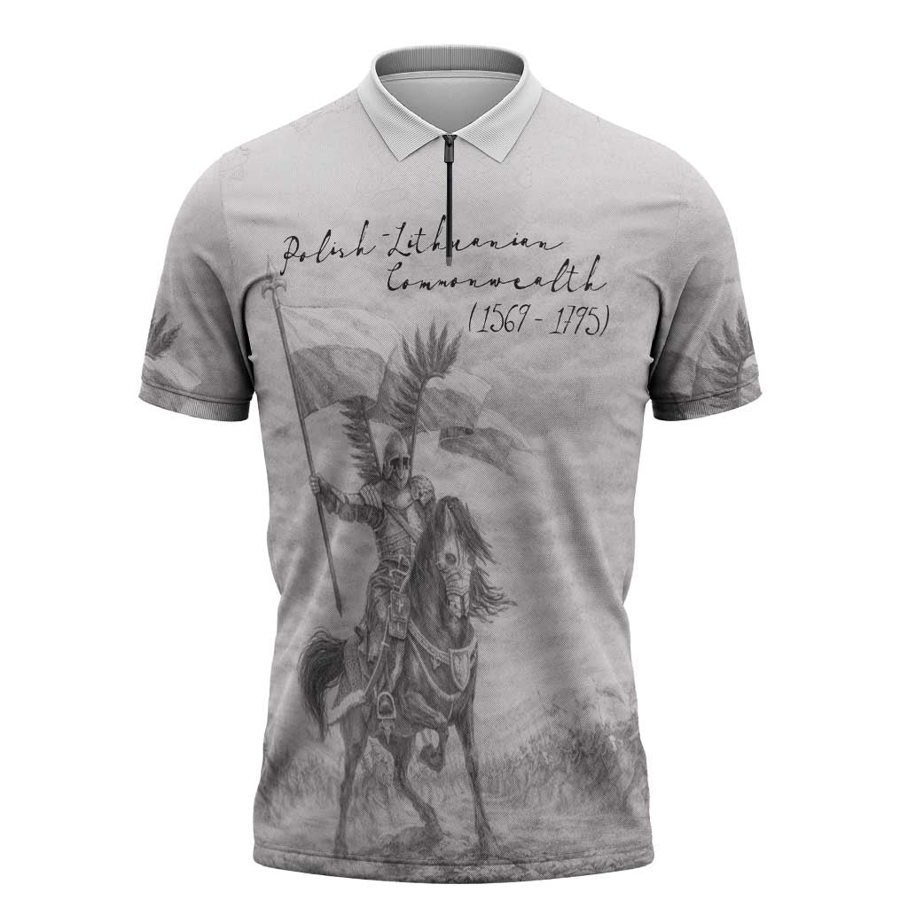 Polish-Lithuanian Commonwealth Zipper Polo Shirt Winged Hussars-Vintage Style