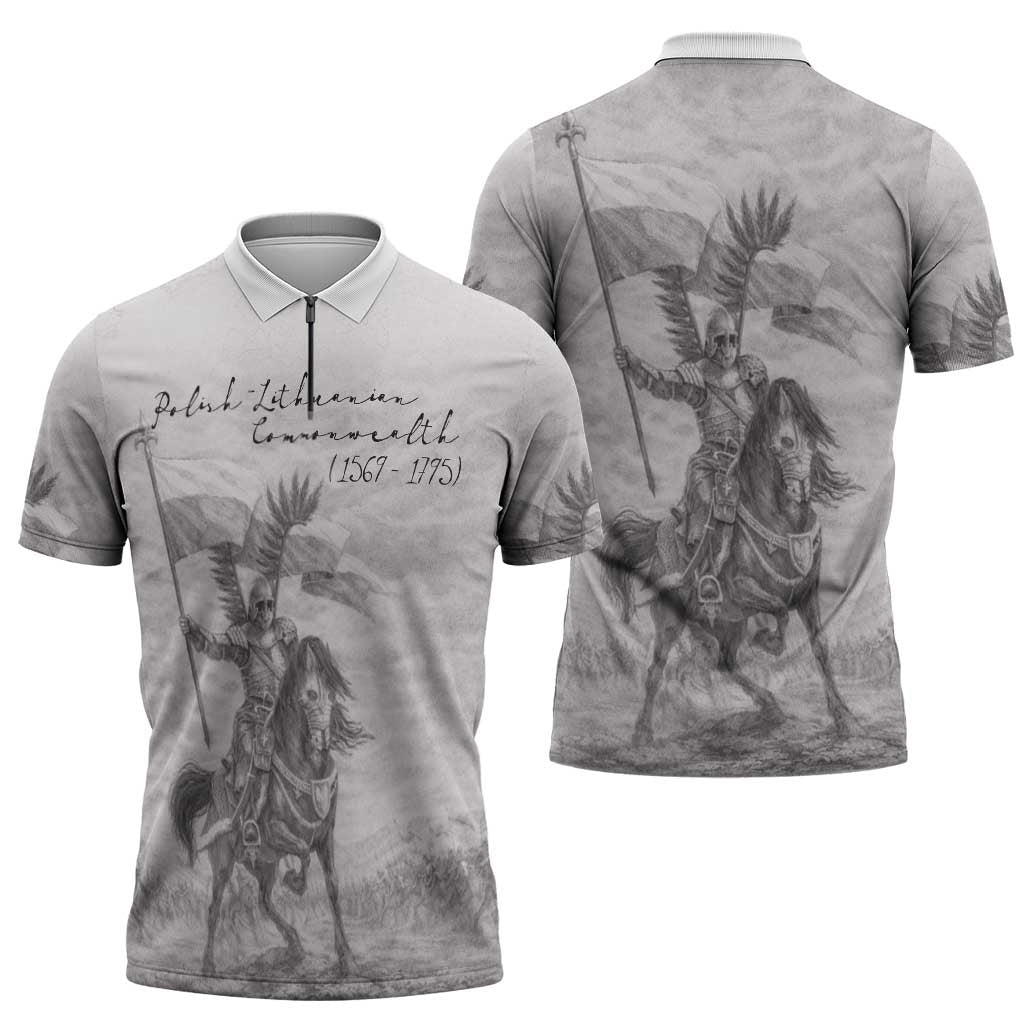 Polish-Lithuanian Commonwealth Zipper Polo Shirt Winged Hussars-Vintage Style
