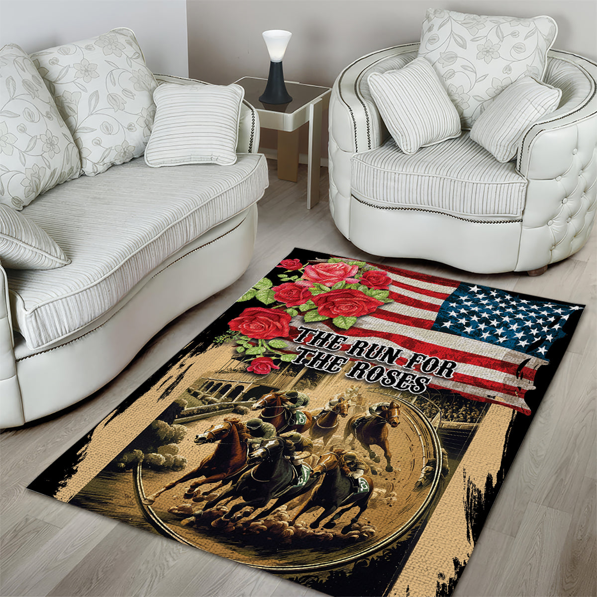 The First Kentucky Horse Racing Area Rug Since 1875 American Flag Vintage Style - Wonder Print Shop