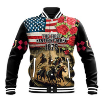 The First Kentucky Horse Racing Baseball Jacket Since 1875 American Flag Vintage Style - Wonder Print Shop