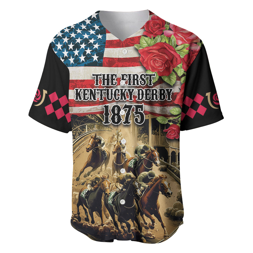 The First Kentucky Horse Racing Baseball Jersey Since 1875 American Flag Vintage Style - Wonder Print Shop