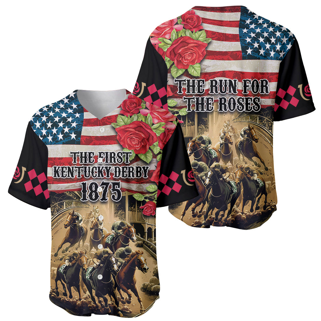 The First Kentucky Horse Racing Baseball Jersey Since 1875 American Flag Vintage Style - Wonder Print Shop