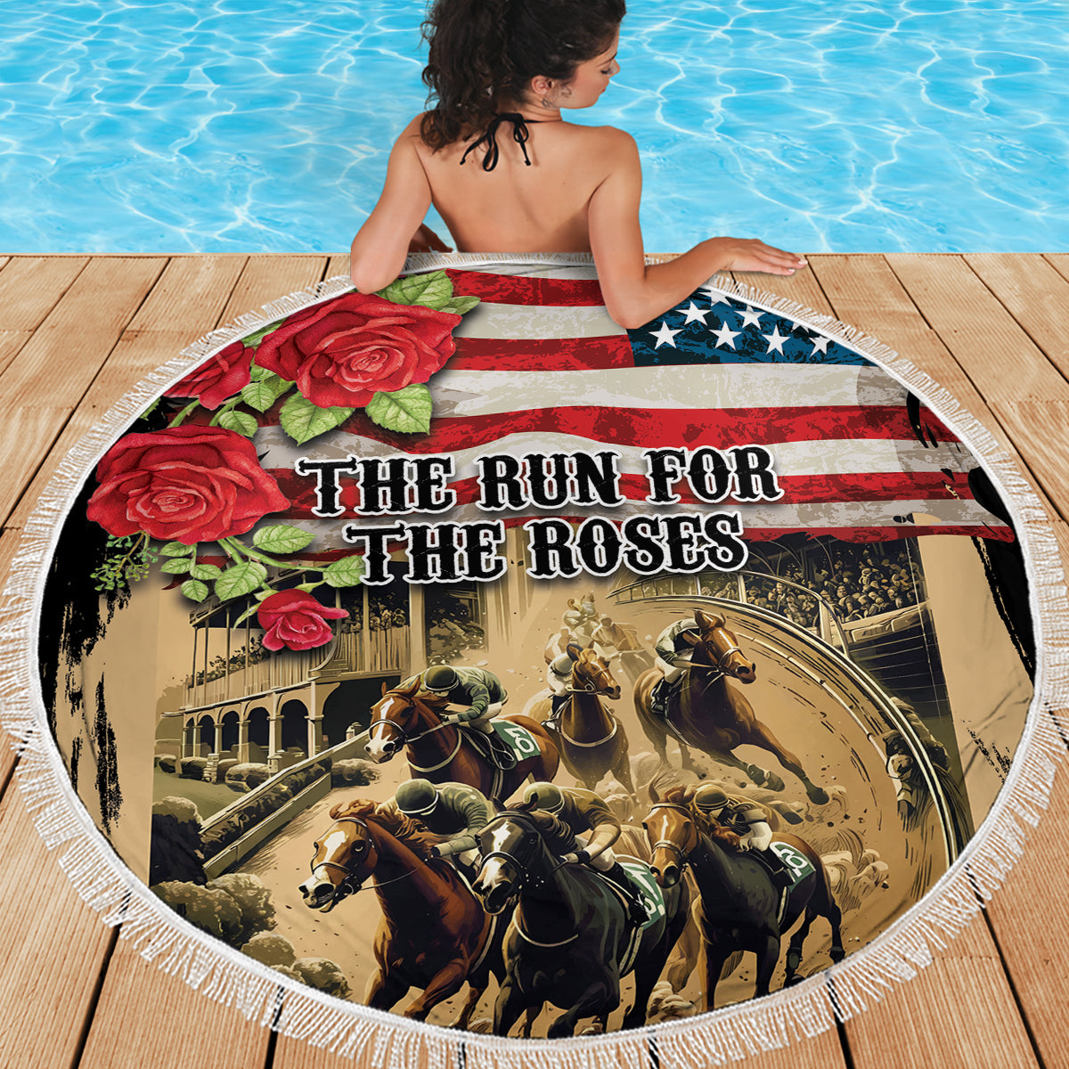 The First Kentucky Horse Racing Beach Blanket Since 1875 American Flag Vintage Style - Wonder Print Shop