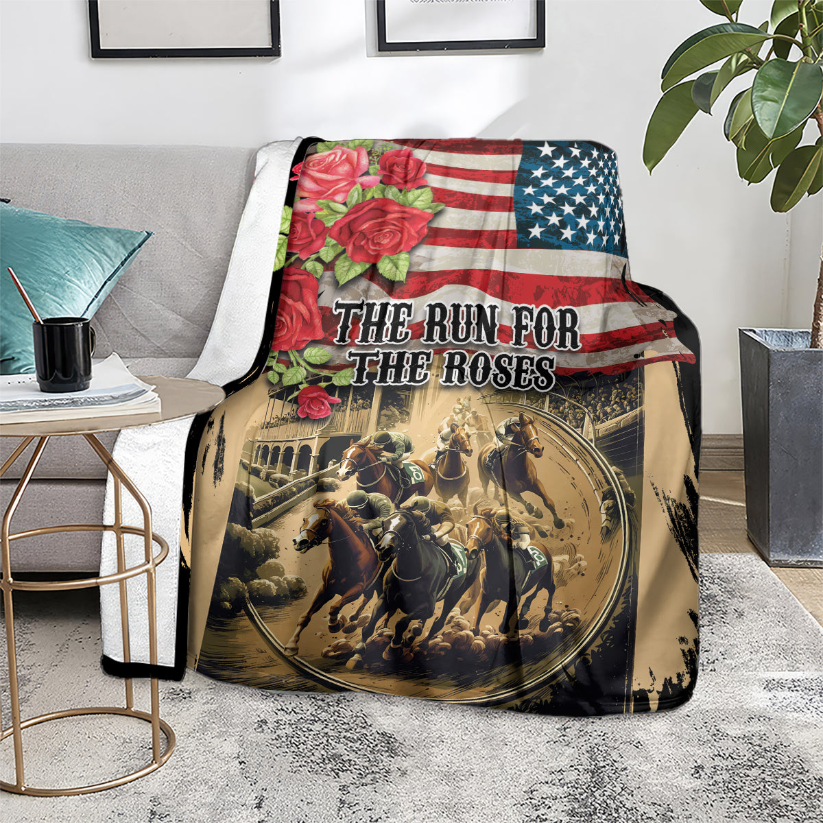 The First Kentucky Horse Racing Blanket Since 1875 American Flag Vintage Style