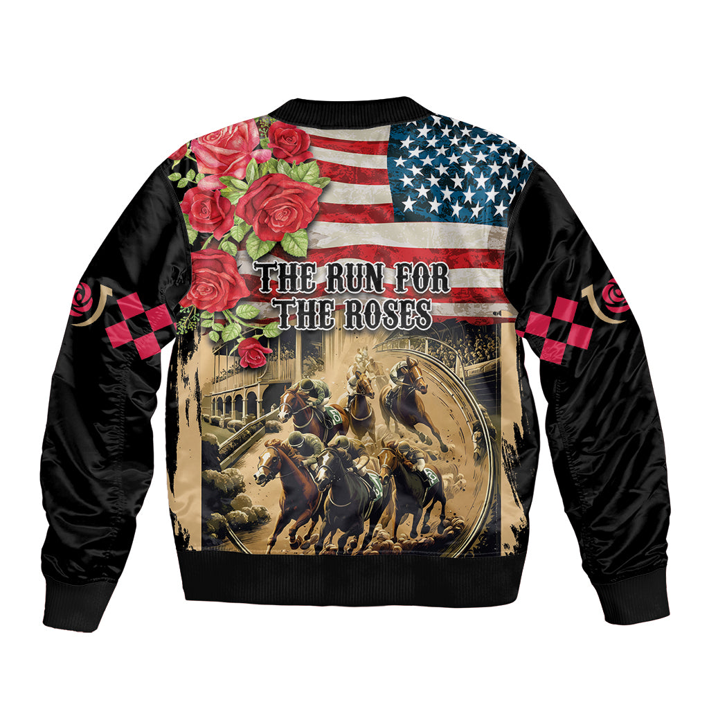 The First Kentucky Horse Racing Bomber Jacket Since 1875 American Flag Vintage Style - Wonder Print Shop