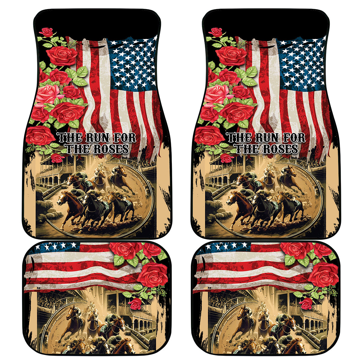 The First Kentucky Horse Racing Car Mats Since 1875 American Flag Vintage Style - Wonder Print Shop