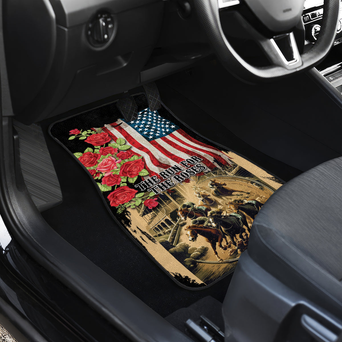 The First Kentucky Horse Racing Car Mats Since 1875 American Flag Vintage Style - Wonder Print Shop