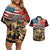The First Kentucky Horse Racing Couples Matching Off Shoulder Short Dress and Hawaiian Shirt Since 1875 American Flag Vintage Style - Wonder Print Shop