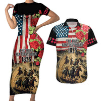 The First Kentucky Horse Racing Couples Matching Short Sleeve Bodycon Dress and Hawaiian Shirt Since 1875 American Flag Vintage Style - Wonder Print Shop