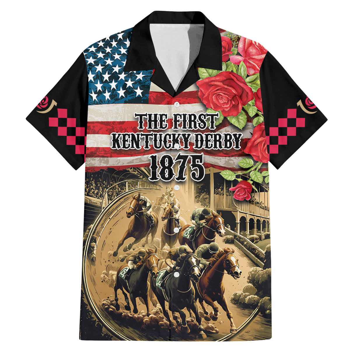 The First Kentucky Horse Racing Family Matching Mermaid Dress and Hawaiian Shirt Since 1875 American Flag Vintage Style - Wonder Print Shop
