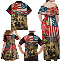The First Kentucky Horse Racing Family Matching Off Shoulder Maxi Dress and Hawaiian Shirt Since 1875 American Flag Vintage Style - Wonder Print Shop
