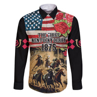 The First Kentucky Horse Racing Family Matching Off Shoulder Short Dress and Hawaiian Shirt Since 1875 American Flag Vintage Style - Wonder Print Shop