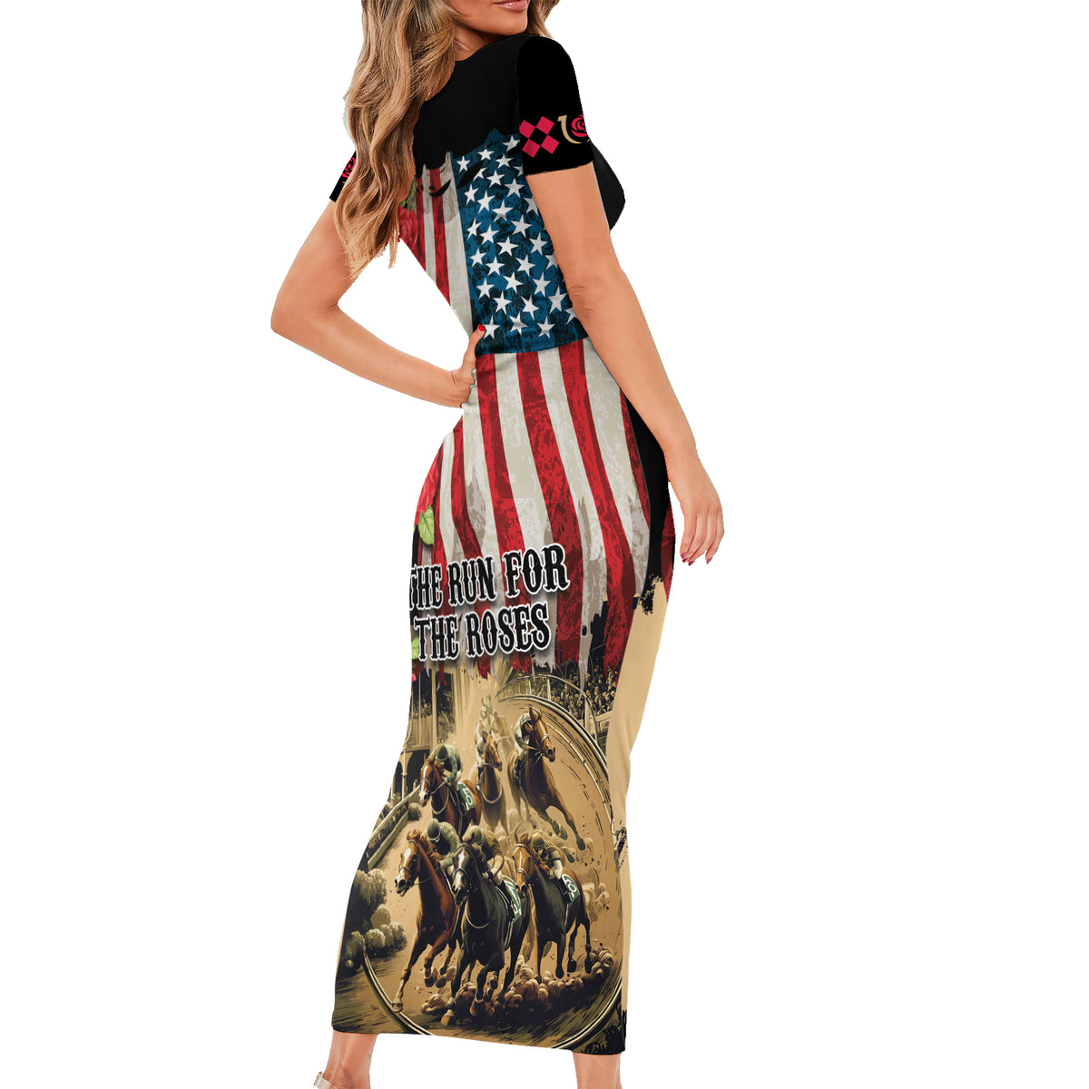 The First Kentucky Horse Racing Family Matching Short Sleeve Bodycon Dress and Hawaiian Shirt Since 1875 American Flag Vintage Style - Wonder Print Shop