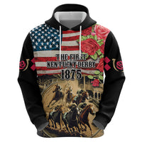 The First Kentucky Horse Racing Hoodie Since 1875 American Flag Vintage Style - Wonder Print Shop
