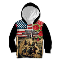 The First Kentucky Horse Racing Kid Hoodie Since 1875 American Flag Vintage Style - Wonder Print Shop