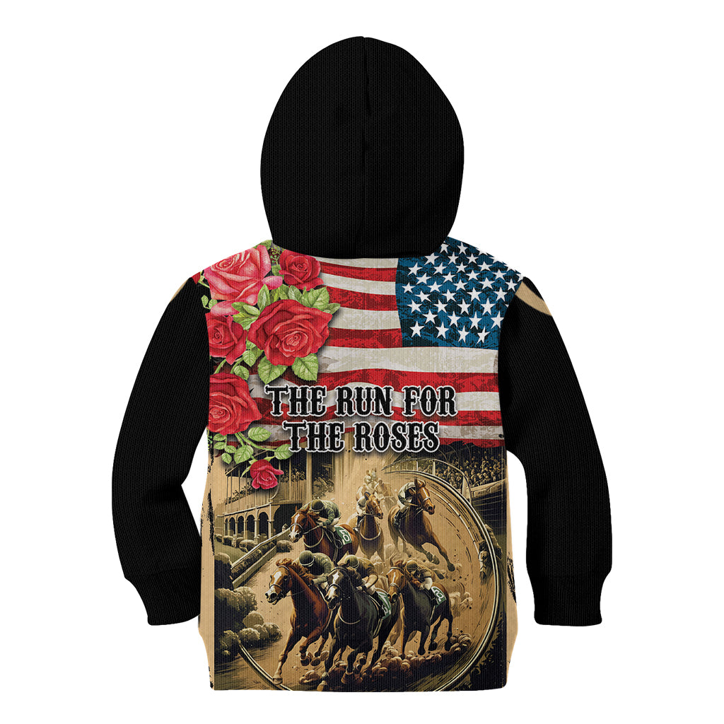 The First Kentucky Horse Racing Kid Hoodie Since 1875 American Flag Vintage Style - Wonder Print Shop