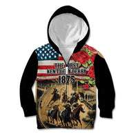 The First Kentucky Horse Racing Kid Hoodie Since 1875 American Flag Vintage Style - Wonder Print Shop
