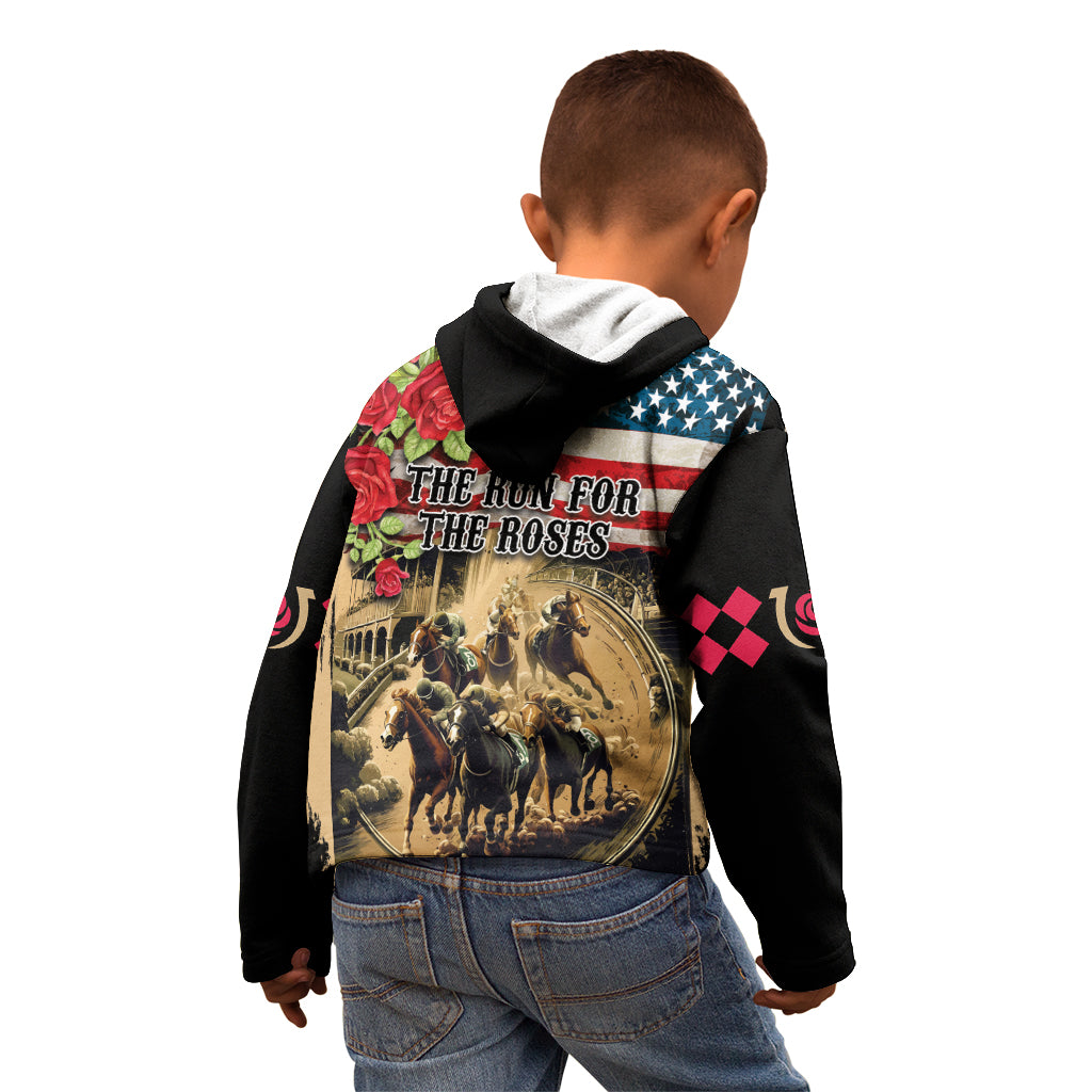 The First Kentucky Horse Racing Kid Hoodie Since 1875 American Flag Vintage Style - Wonder Print Shop