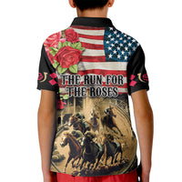 The First Kentucky Horse Racing Kid Polo Shirt Since 1875 American Flag Vintage Style - Wonder Print Shop