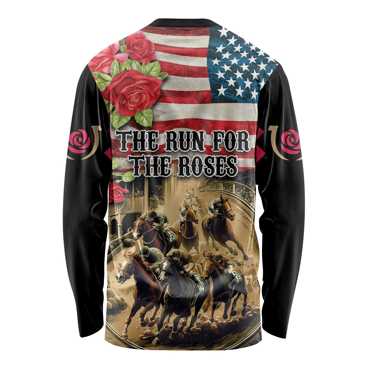 The First Kentucky Horse Racing Long Sleeve Shirt Since 1875 American Flag Vintage Style - Wonder Print Shop