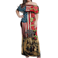 The First Kentucky Horse Racing Off Shoulder Maxi Dress Since 1875 American Flag Vintage Style - Wonder Print Shop