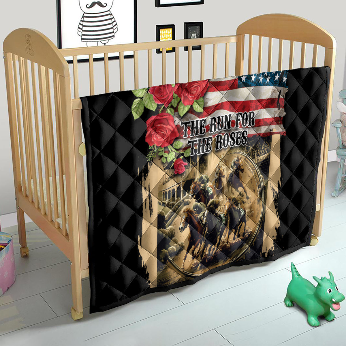 The First Kentucky Horse Racing Quilt Since 1875 American Flag Vintage Style - Wonder Print Shop