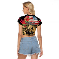 The First Kentucky Horse Racing Raglan Cropped T Shirt Since 1875 American Flag Vintage Style - Wonder Print Shop