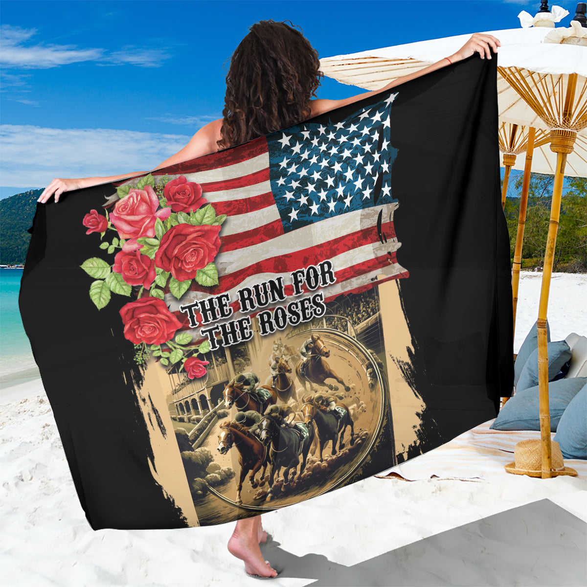 The First Kentucky Horse Racing Sarong Since 1875 American Flag Vintage Style