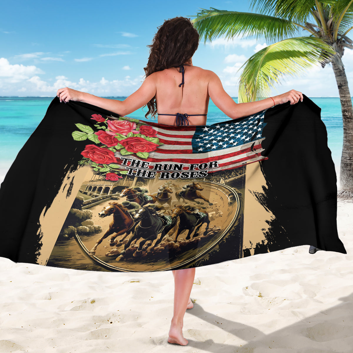 The First Kentucky Horse Racing Sarong Since 1875 American Flag Vintage Style - Wonder Print Shop