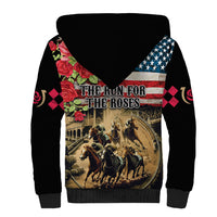 The First Kentucky Horse Racing Sherpa Hoodie Since 1875 American Flag Vintage Style - Wonder Print Shop