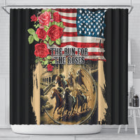 The First Kentucky Horse Racing Shower Curtain Since 1875 American Flag Vintage Style