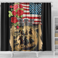 The First Kentucky Horse Racing Shower Curtain Since 1875 American Flag Vintage Style