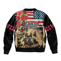 The First Kentucky Horse Racing Sleeve Zip Bomber Jacket Since 1875 American Flag Vintage Style - Wonder Print Shop
